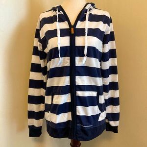Navy Blue and White Striped Jacket